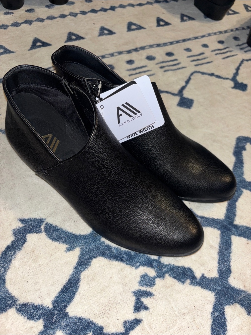 AEROSOLES Black Leather-Look Slip-On Ankle Boots! WOMENS-MULTIPLE SIZES!
